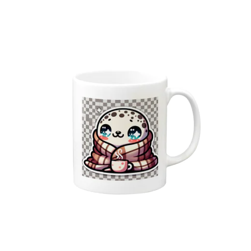 ブランケットにくるまるゴマフアザラシ Mug