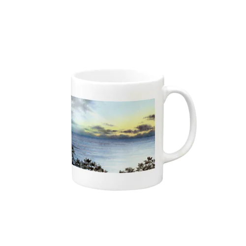 夕暮れの海（水彩色鉛筆画） Mug