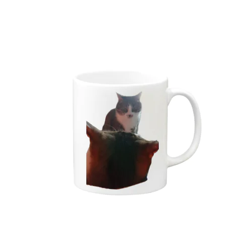 猫ミーム風睨みネコ マグカップ