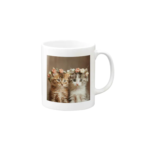 花のティアラをつけた子猫達　ラフルール　1859 Mug