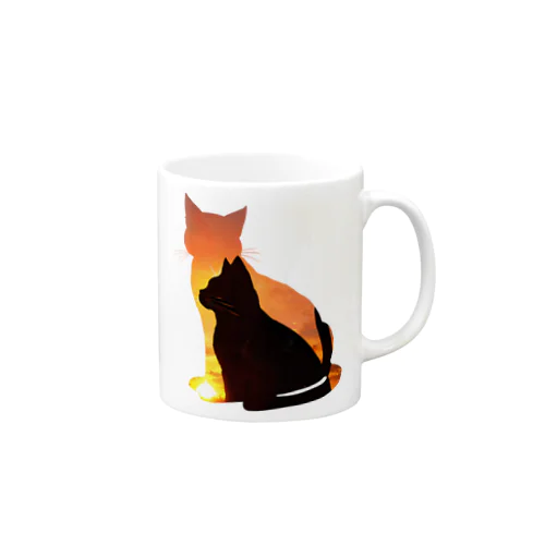 夕焼けと猫と猫001 Mug