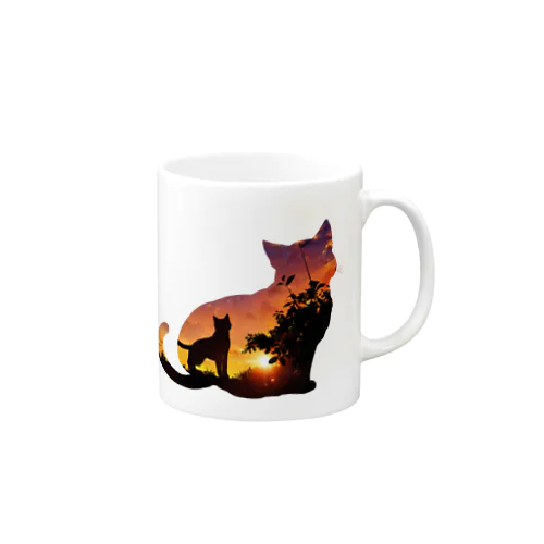 夕焼けと猫と猫002 Mug