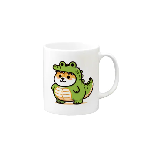 ワニの着ぐるみを着た柴犬のイラスト Mug