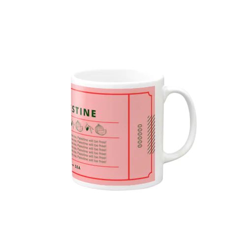 FREE PALESTINE ticket pink マグカップ