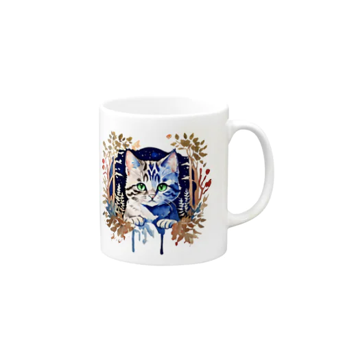 水彩_猫と森006 Mug