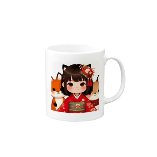 狐娘とかわいい狐 Mug