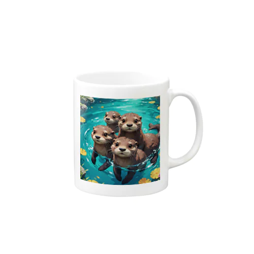 水遊びする親子カワウソ Mug