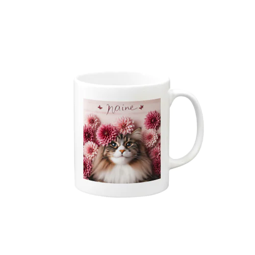 猫とダリア Mug