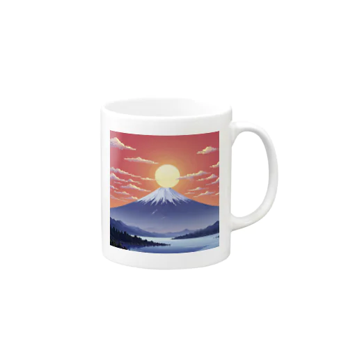 ドット絵の朝日 Mug