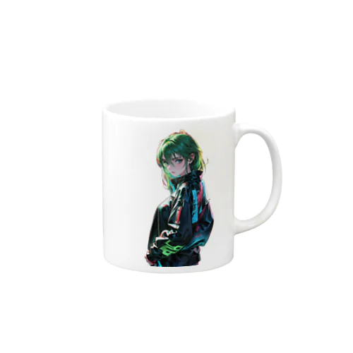 サイバーパンク　緑髪 Mug