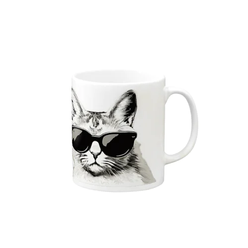 Monochrome Cat Shades マグカップ