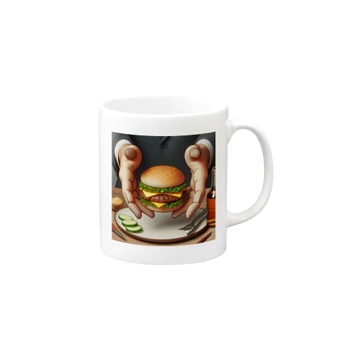 田舎のおしゃれなレストランのハンバーガープレート Mug