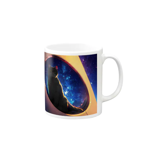 風景_星空と猫002 Mug