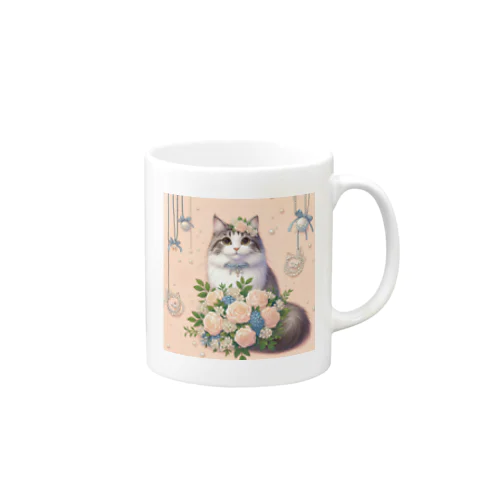 猫と薔薇　パールver. Mug