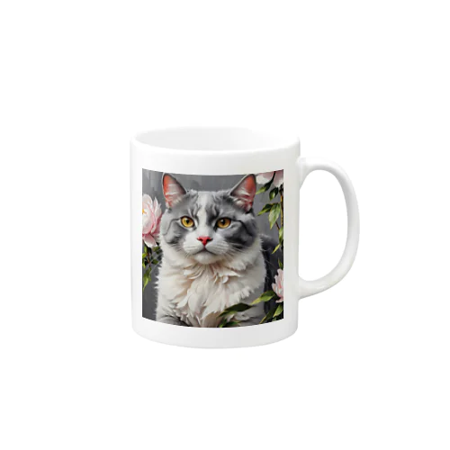 ピオニーと猫 Mug