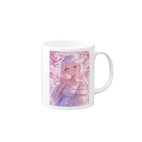 桜の下の少女幸せいっぱい　なでしこ1478 Mug