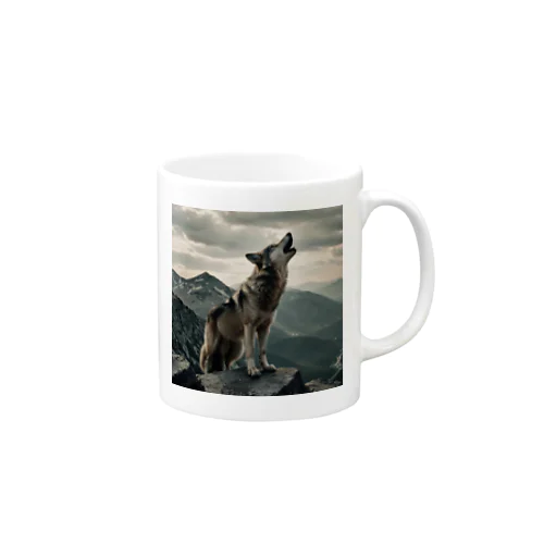 狼が山の頂で咆哮」 マグカップ