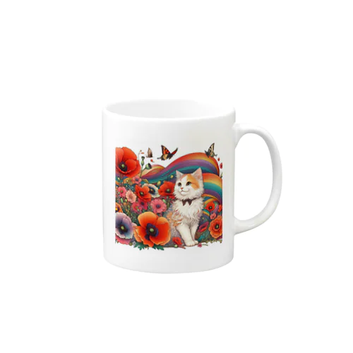 猫とポピー Mug