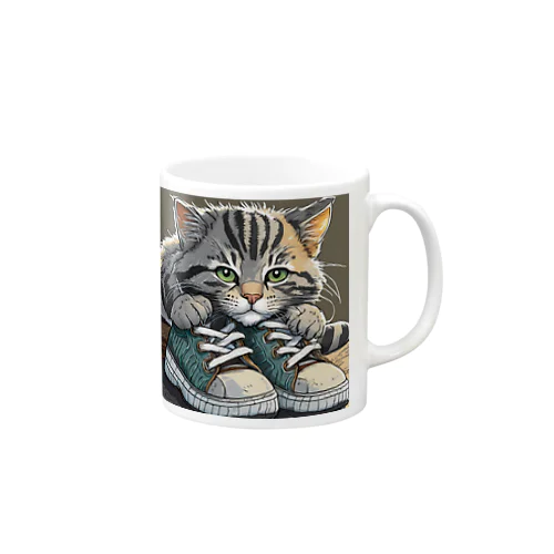 スニーカーと虎縞灰猫02 Mug