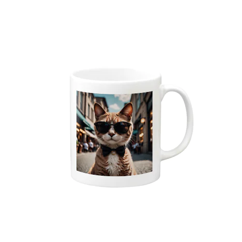 サングラスを掛けているモデルマンチカン猫 マグカップ