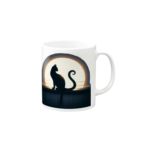 猫のシルエットが美しい Mug