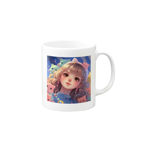 たくさんの猫と女の子 Mug