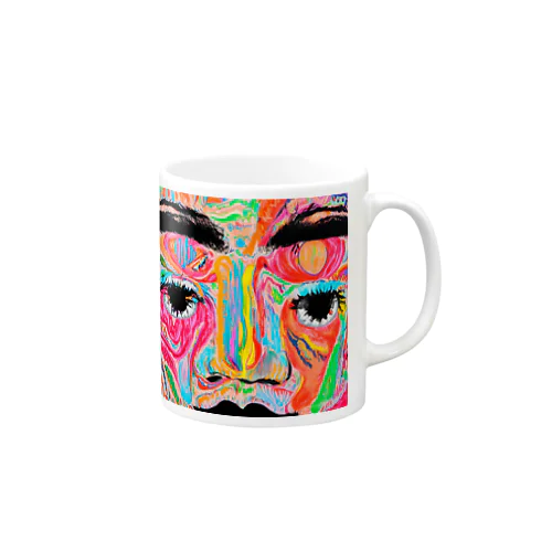 モダンアート　油絵　人物像　カラフル Mug