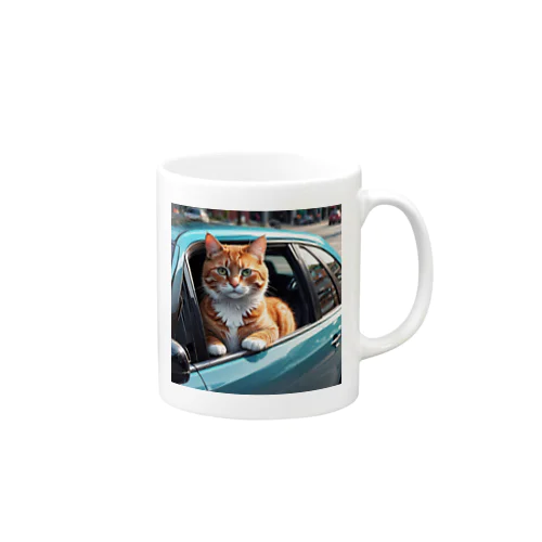 ドライブ中の猫 Mug