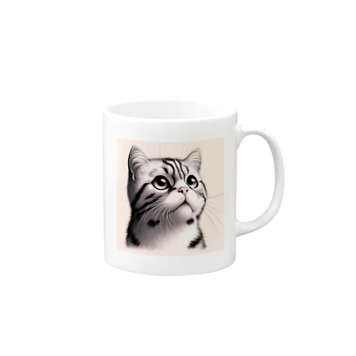 斜め上を見る猫 Mug