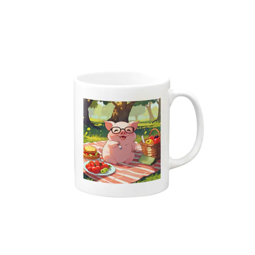 かわいい豚とピクニック Mug