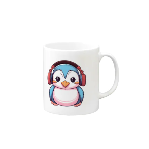 赤いヘッドホンを付けているペンギン Mug