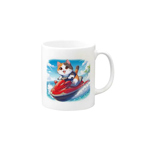 三毛猫プクちゃん　ジェットスキー Mug