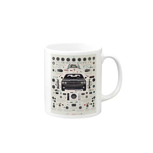 クラシックマッスルカーの解剖学：レトロ自動車アート Mug