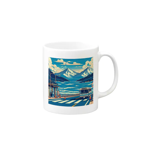 日本の風景:夏にバス旅行、ｊapanese scenery: Bus trip in summer Mug