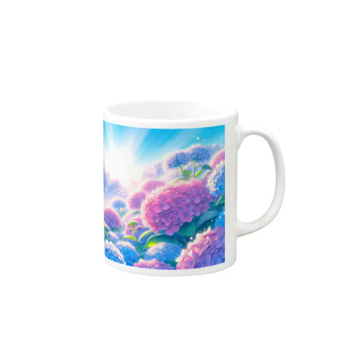 朝日に輝く紫陽花 Mug