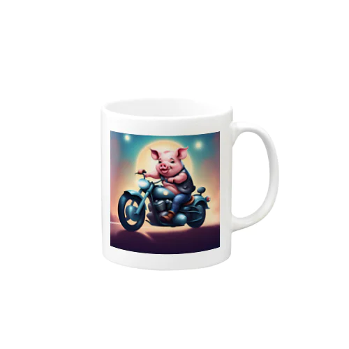 アメリカンバイクに乗った豚くん Mug