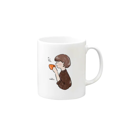 ほっとひと息つく女の子　オレンジショコラ Mug