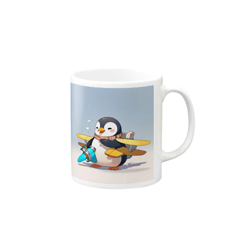 おもちゃの飛行機に乗ったかわいいペンギン Mug