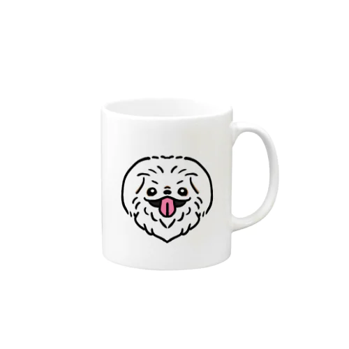 ニコニコペキニーズ（ロングホワイト) Mug