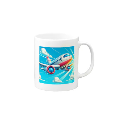 空飛ぶ飛行機のイラスト Mug