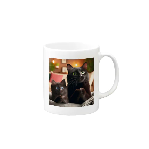 黒猫親子のお願い Mug