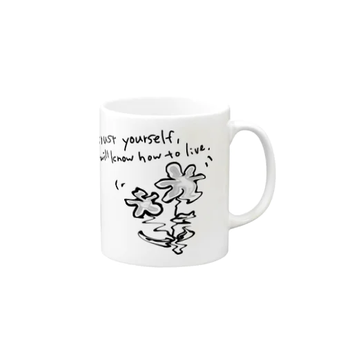 英文とぐにゃぐにゃお花 Mug