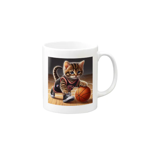 猫、バスケ好き マグカップ