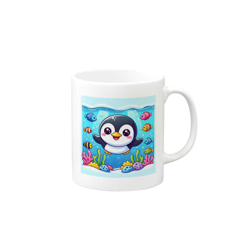 笑顔で泳ぐペンギン マグカップ