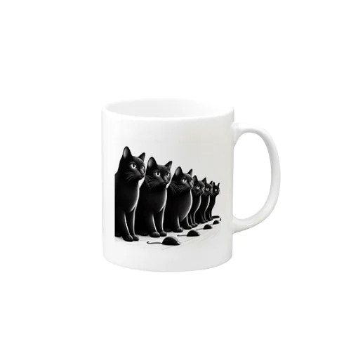 整列する猫 マグカップ