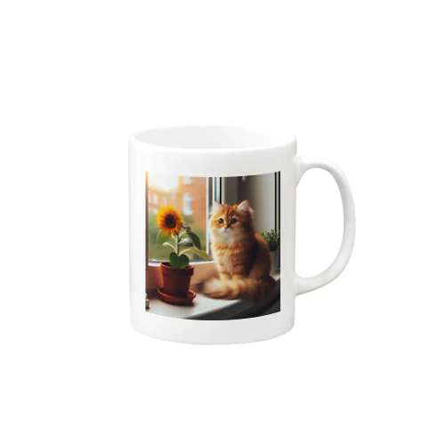 ほのぼの猫柄マグカップ - 朝のコーヒータイムが楽しくなるアイテム！ マグカップ