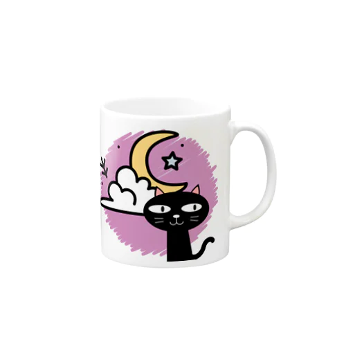 月夜の黒猫 Mug