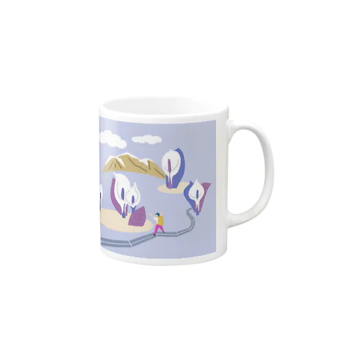 あの水辺　山と水芭蕉　パープル Mug