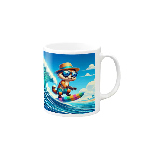 サーフィンアライグマの夏の日 Mug