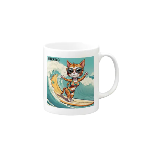 SURFING猫（女の子バージョン） Mug